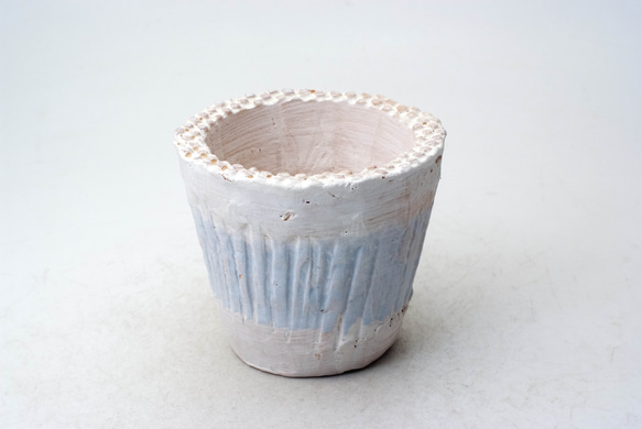 陶器製（2.5号ポット相当）多肉植物の欲しがる植木鉢 NSSc-ブルー8004 1枚目の画像