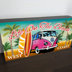 【Lサイズ】カリフォルニア サーフィン ワーゲンバス 海 ヤシの木 夏 カフェ バー 看板 置物 雑貨 ライトBOX 4枚目の画像