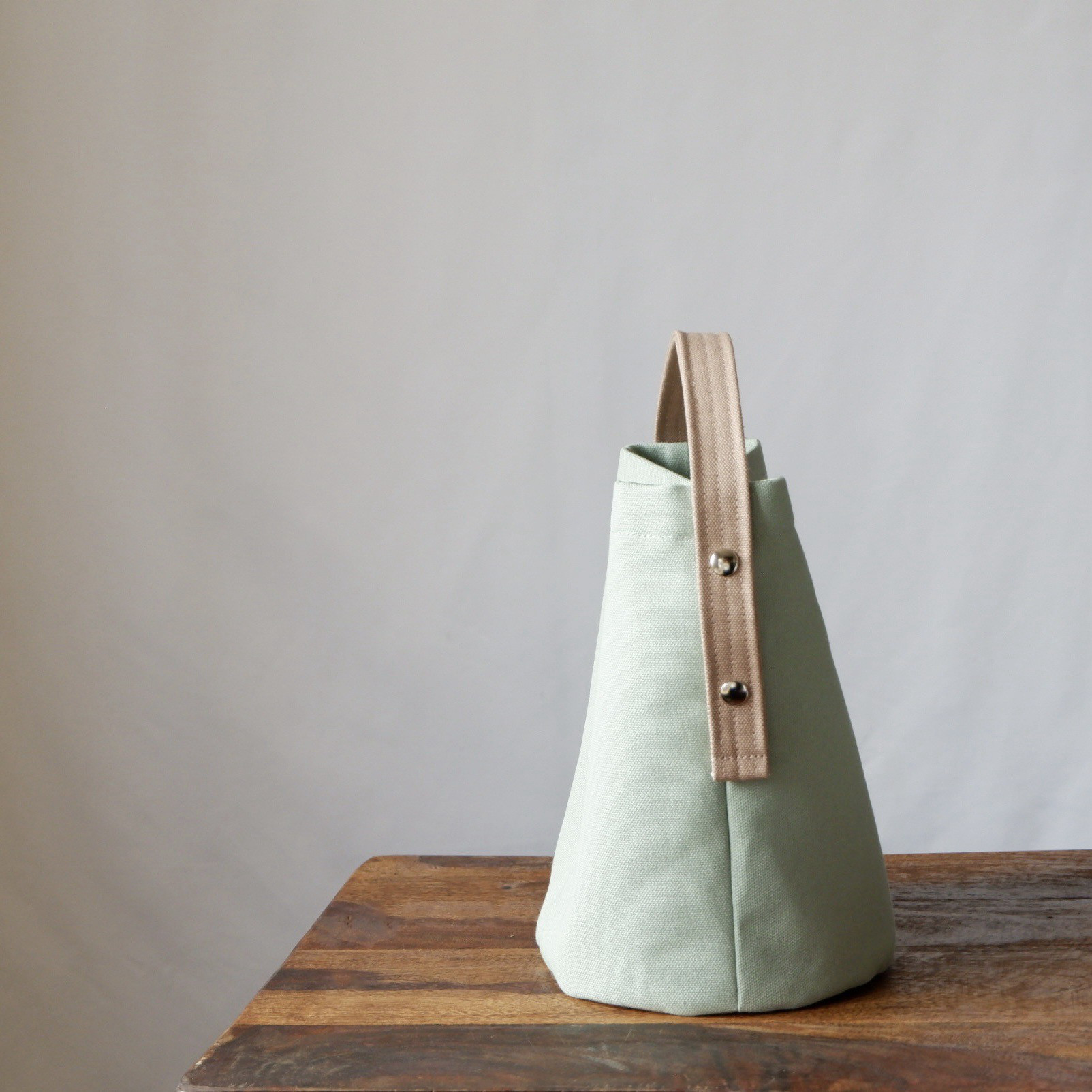 丸底ワンハンドルトート◇ミントグリーン◇倉敷帆布