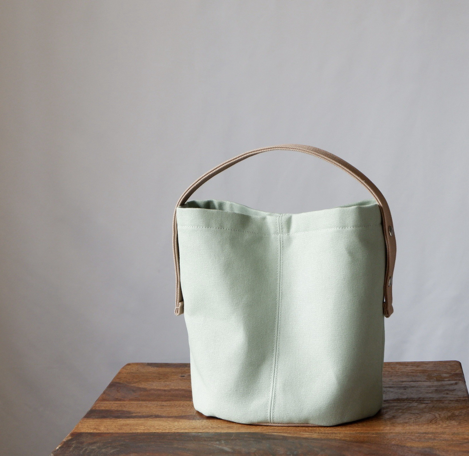 丸底ワンハンドルトート◇ミントグリーン◇倉敷帆布