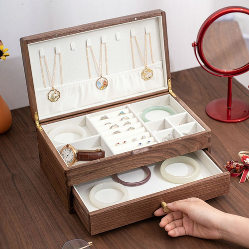 アクセサリーボックス　インテリアボックス　趣味ボックス　大切な物入れに 木製アクセサリーボックス 間仕切り 小物入れ ジュエリー化粧箱