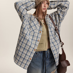 メンズ・レディース兼用・春の新製品長袖のチェックシャツの上着と帽子のコート 2カラー ＃20-1374 5枚目の画像