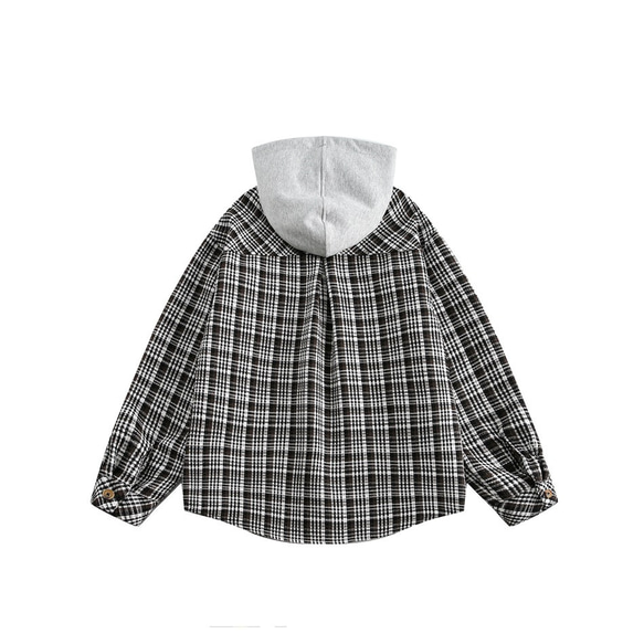 メンズ・レディース兼用・春の新製品長袖のチェックシャツの上着と帽子のコート 2カラー ＃20-1374 15枚目の画像