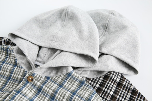 メンズ・レディース兼用・春の新製品長袖のチェックシャツの上着と帽子のコート 2カラー ＃20-1374 16枚目の画像