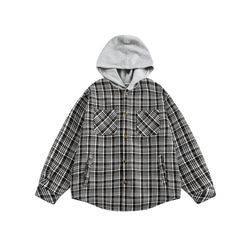 メンズ・レディース兼用・春の新製品長袖のチェックシャツの上着と帽子のコート 2カラー ＃20-1374 14枚目の画像