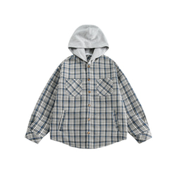 メンズ・レディース兼用・春の新製品長袖のチェックシャツの上着と帽子のコート 2カラー ＃20-1374 12枚目の画像