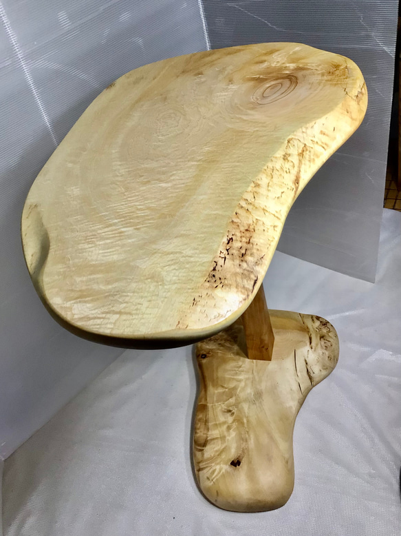 天然木 パープルハート材 折り畳みサイドテーブル 手造り 一点物 荒材