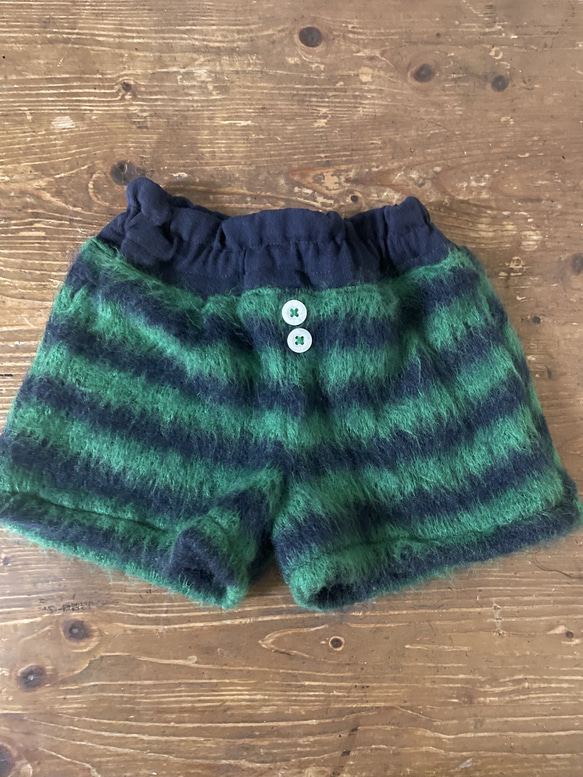 もこもこショートパンツ 90cm モヘアパンツ 青×緑 子供服 mayuo39 通販
