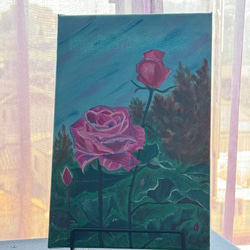 手描き油絵原画-秋の薔薇 4枚目の画像