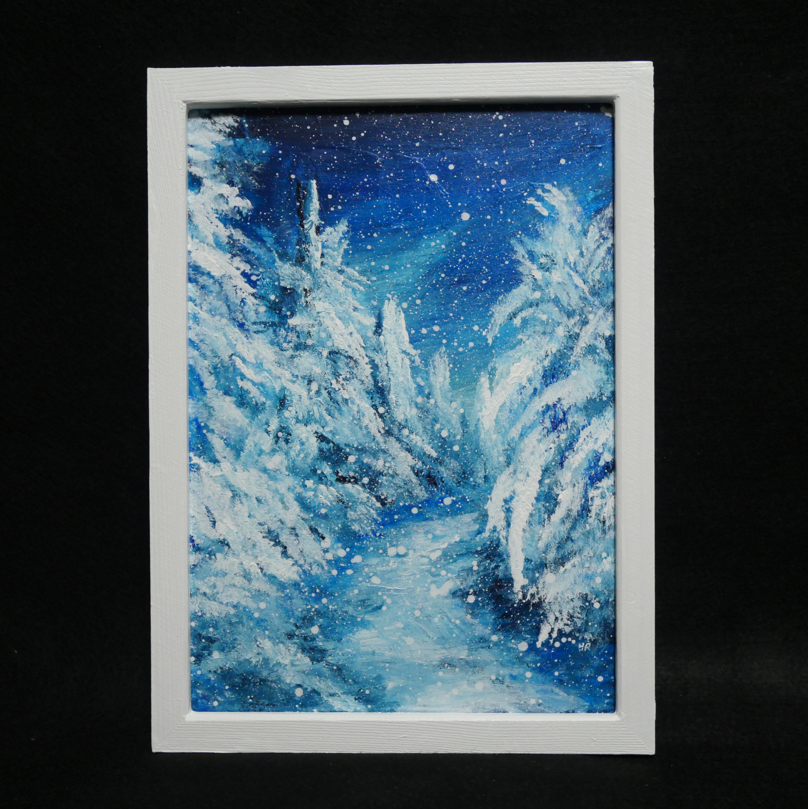 油絵 【森の冬】 油彩 絵画