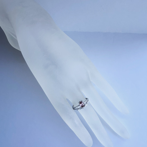 非加熱…silver925天然ピンクジルコン☆*:.｡. オーバルczレイヤード