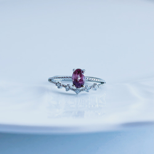 非加熱…silver925天然ピンクジルコン☆*:.｡. オーバルczレイヤード