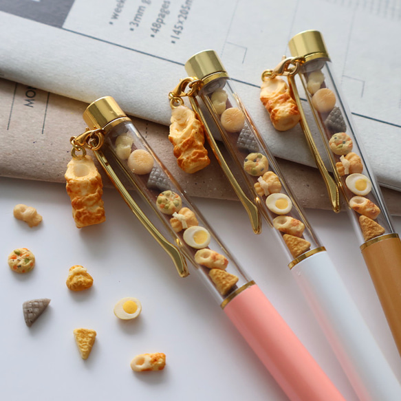 おでん ボールペン (ちくわチャーム付)ミニチュア ペン・筆記用具 amo