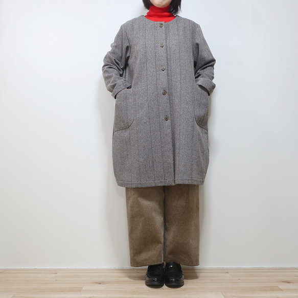 昭和復古半身外套❣️寬鬆肩寬繭型大衣（羊毛/白色/藏青色） 第8張的照片