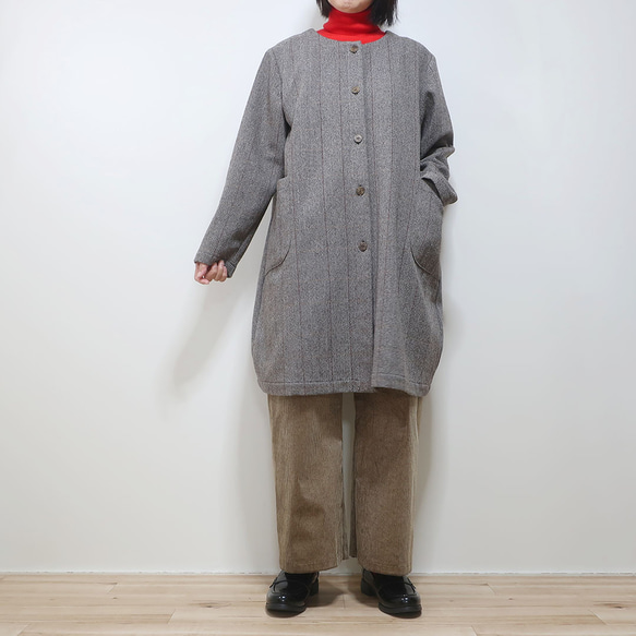 昭和復古半身外套❣️寬鬆肩寬繭型大衣（羊毛/白色/藏青色） 第18張的照片