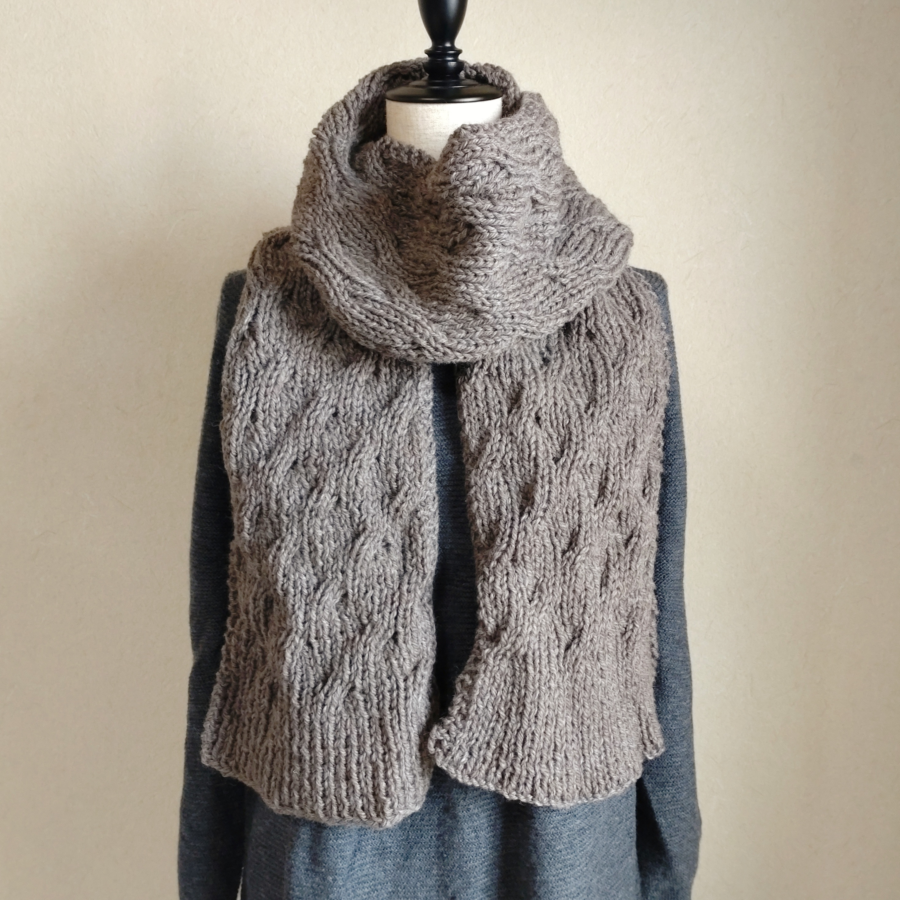 【30%OFF】縄編マフラー　ライトブラウン 8,190円