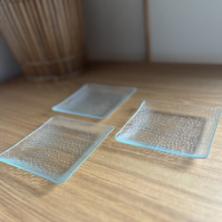 昭和アンティークガラスの小皿　楓柄　3枚セット 3枚目の画像