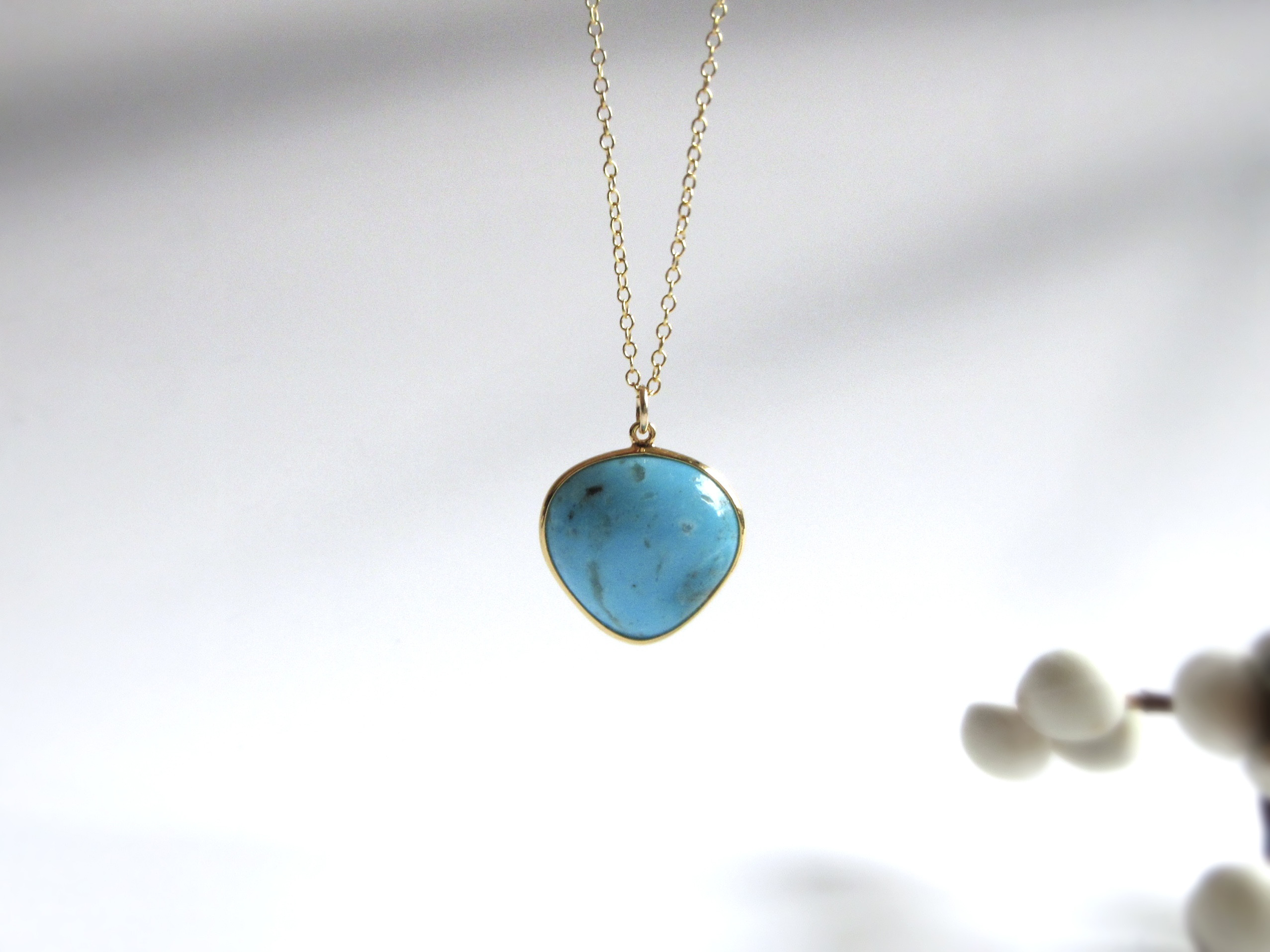 【12月の誕生石】16.5mm発色美「アリゾナ産ターコイズ」14kgfネックレス