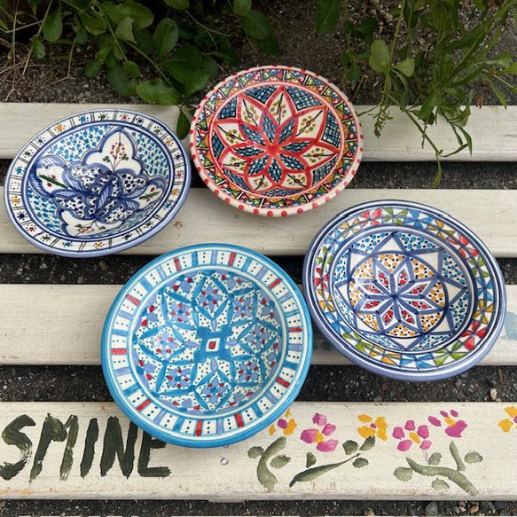 期間限定SALE 】チュニジア・ナブールの陶器 ミニクスクス皿4枚セット