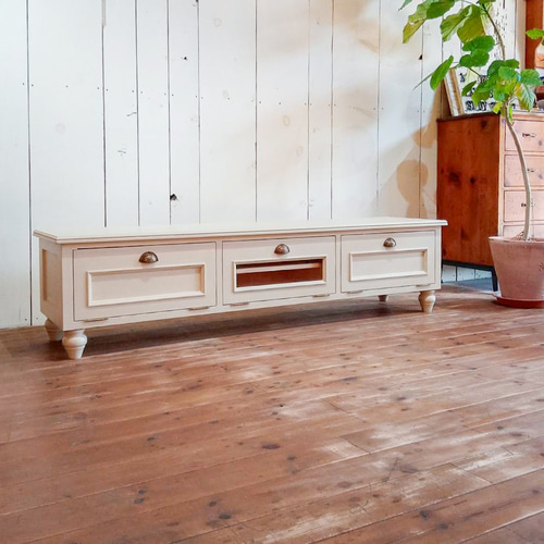 おしゃれ かわいい フランスアンティークテレビボード（ブラウン