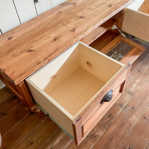 おしゃれ かわいい フランスアンティークテレビボード（ブラウン