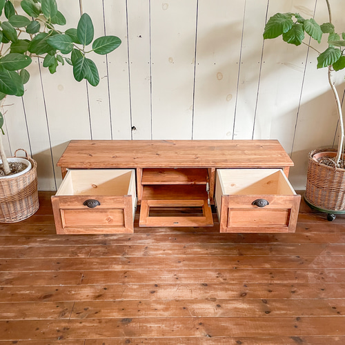 おしゃれ かわいい フランスアンティークテレビボード（ブラウン