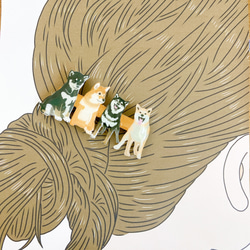 【受注制作】柴犬　イラスト　ブローチ　ヘアクリップ　バレッタ　ヘアゴム 4枚目の画像