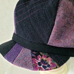 魅せる帽子☆ふんわり♪ウールのグラデーションキャスケット～パープル&ブラック 10枚目の画像