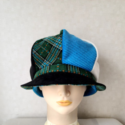 魅せる帽子☆ふんわりグラデーションキャスケット～ブルー、グリーン&モノトーン 6枚目の画像