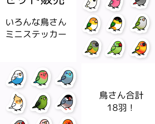 防水仕様 いろんな鳥さん ステッカーセット PVC厚手素材 貼り直し可