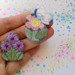 選べる✿刺繍のお花アクセサリー　Ｂセット 3枚目の画像