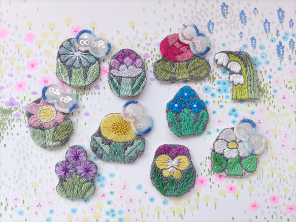 選べる✿刺繍のお花アクセサリー　Ｂセット 4枚目の画像