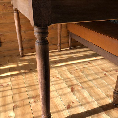 ヒノキ天板 w1100 奥行き600ろくろシャビー調ろくろ足 カウンター