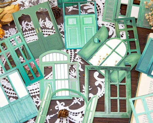 P61】コラージュ 素材 紙ものセット 海外 シート 枠 素材紙 ドア デコ