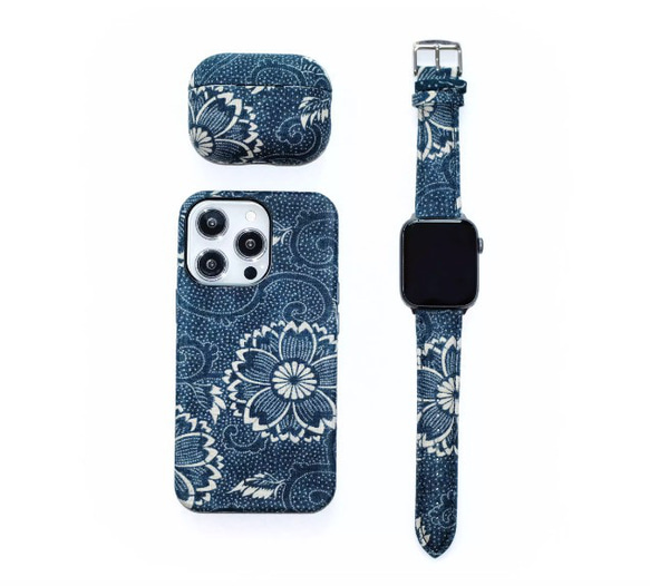 iPhoneケース  スマホケース iPhone15 14 13 12 全機種対応 古代の藍染め 草木染め 高級天然素材 5枚目の画像