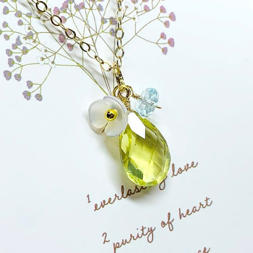 天然石ペンダントトップ】レモンクォーツ 14kgf /Silver ハンドメイド