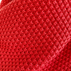 『ポコポコ』と表情豊かな【カノコ編み】のサッと巻けるコンパクトミニマフラー　【スカーレット】 7枚目の画像