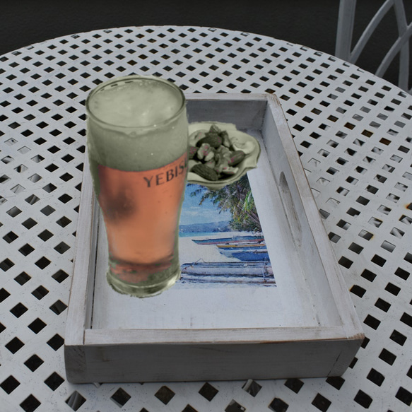 無垢材のカフェトレー　セット 　西海岸をイメージしたシャビーシックなカフェトレー 8枚目の画像