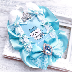 ☆再販 硬質ケース デコ トレカデコ 水色 白 猫耳 名刺入れ・カード