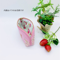 横長ポーチ☆シルエットバンビちゃん&薔薇柄（ピンク） 5枚目の画像