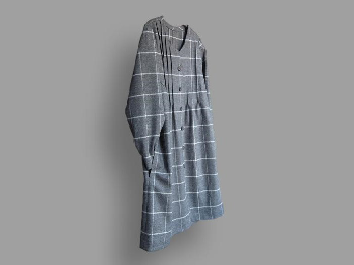 ～Series冬物生地チュニック…ウールチェック・グレー～