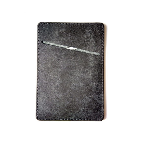 極薄革の両面カードケース ブラック マヤベリーversion 両面2枚収納