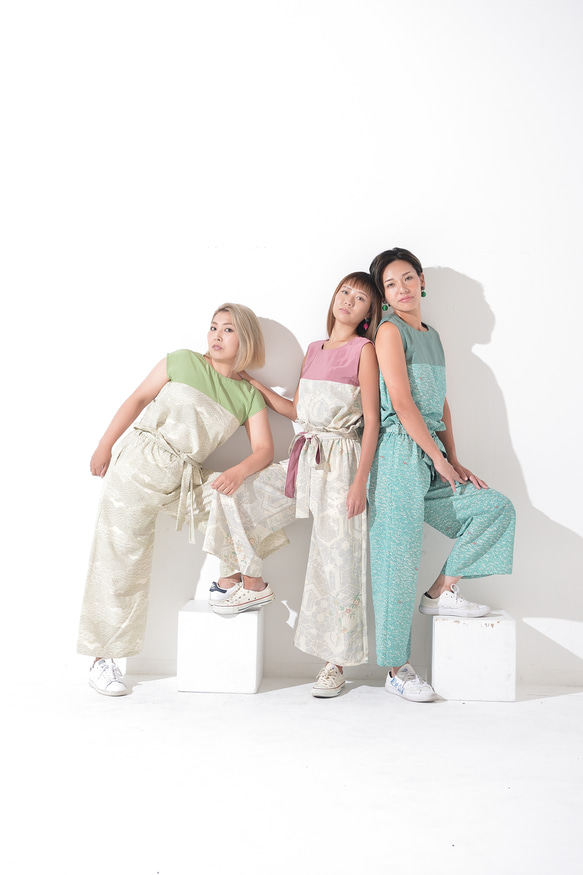 【着物リメイク】セパレート オールインワン　フレンチスリーブ 