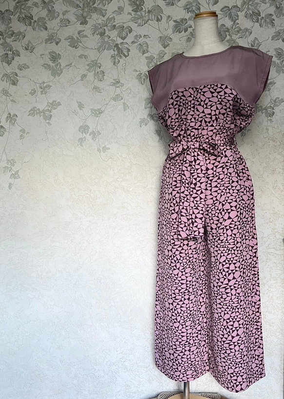 【着物リメイク】セパレート オールインワン　フレンチスリーブ 