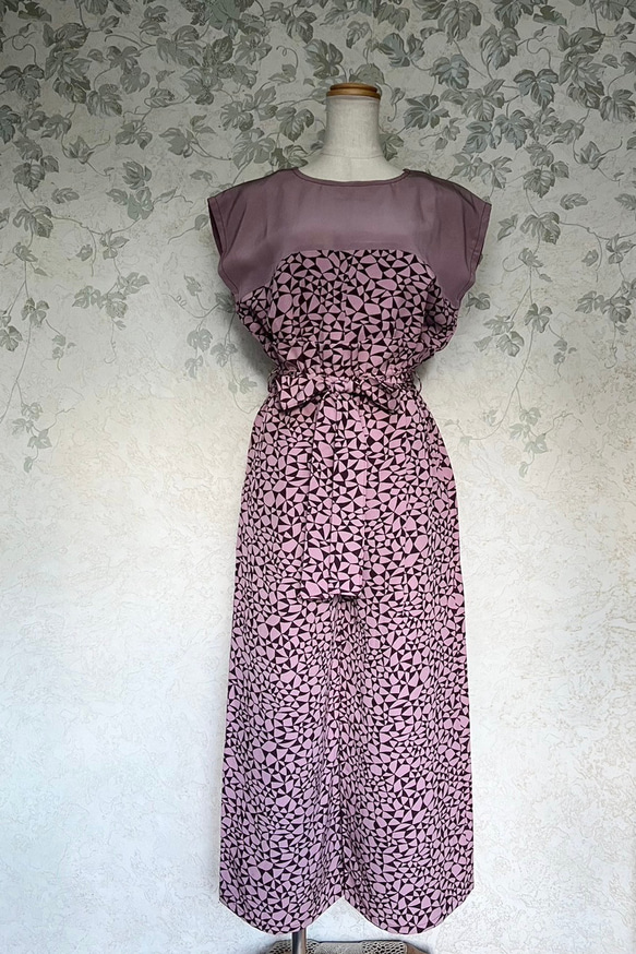 【着物リメイク】セパレート オールインワン　フレンチスリーブ 