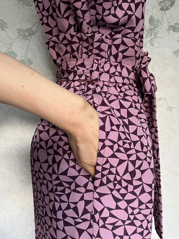 【着物リメイク】セパレート オールインワン　フレンチスリーブ 