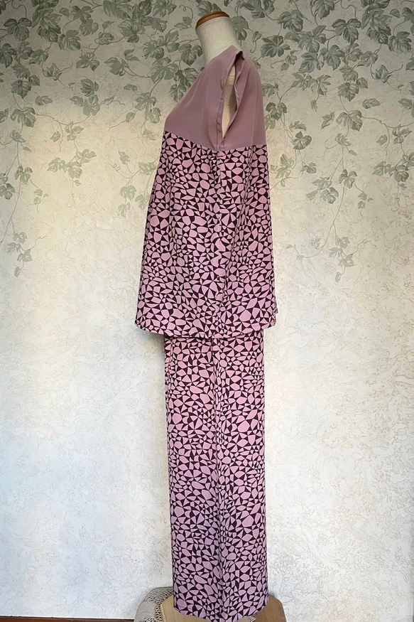 【着物リメイク】セパレート オールインワン　フレンチスリーブ 