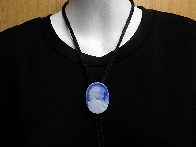 天然石 江戸打ち紐 カメオループタイ 　　230908968