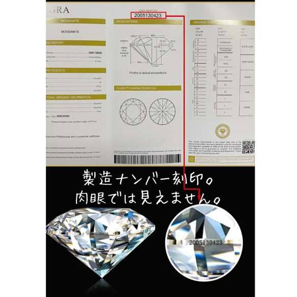 【品質証明書付き】0.3ｃｔ4ｍｍモアサナイトネックレスシルバー/サージカルステンレス/品質保証 9枚目の画像