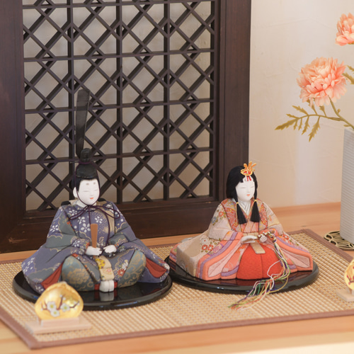 最終値下げ！雛人形　木彫り雛と、貝合わせ 雛人形【瑞寿雛】 紅白梅貝合わせ飾り付き ひな人形・雛飾り 有松人形